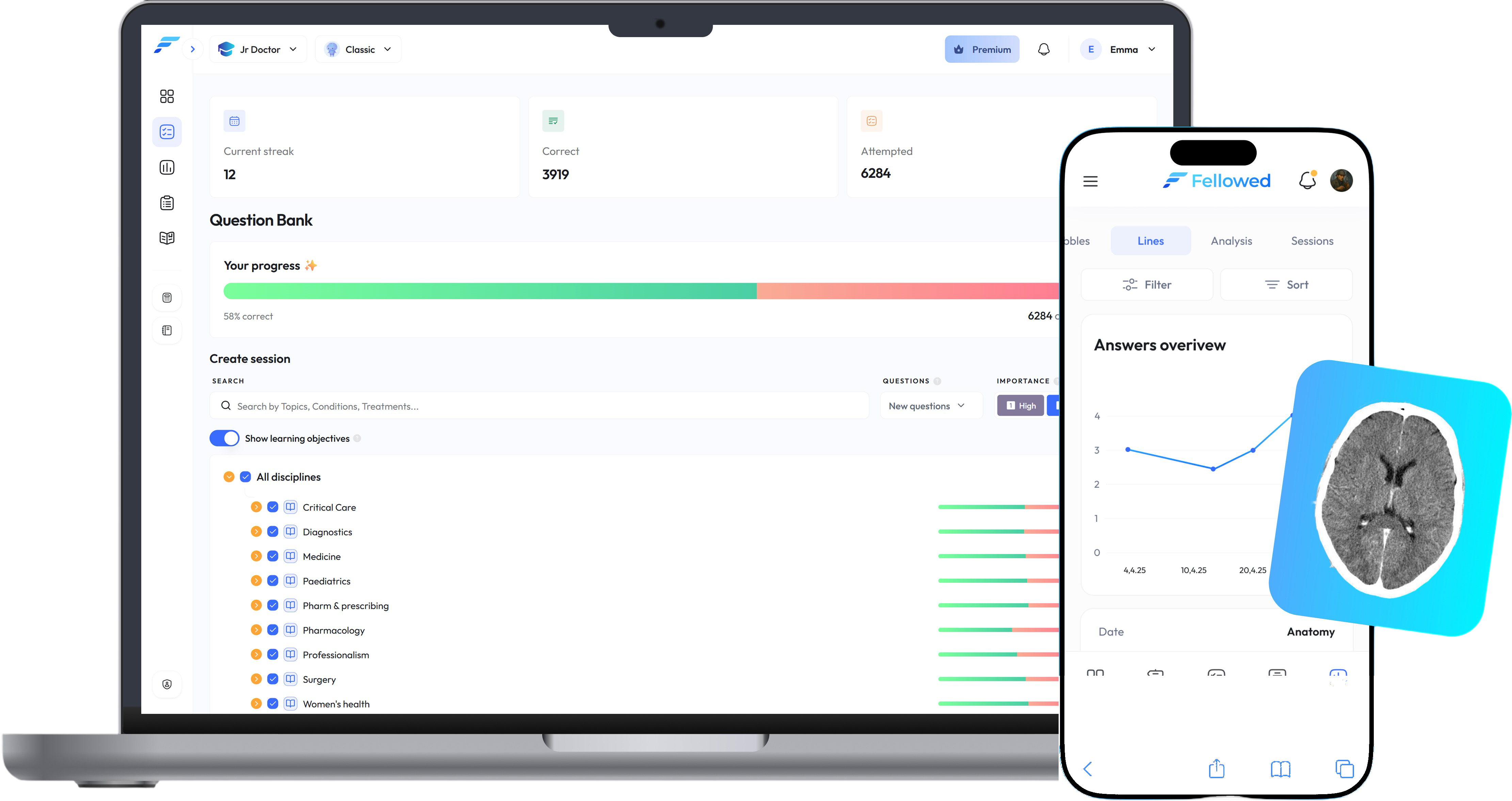 Fellowed study and question bank interface